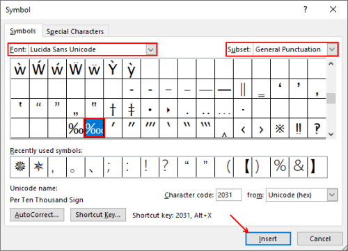 Comment insérer un dix mille caractères dans Microsoft Word