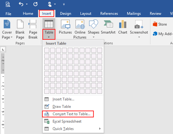 Convertir du texte en tableau à l'aide du bouton Tab dans Microsoft Word