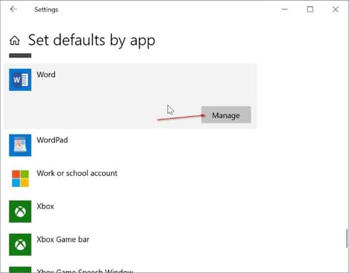 définir Microsoft Office Word par défaut dans Windows 10 pic2