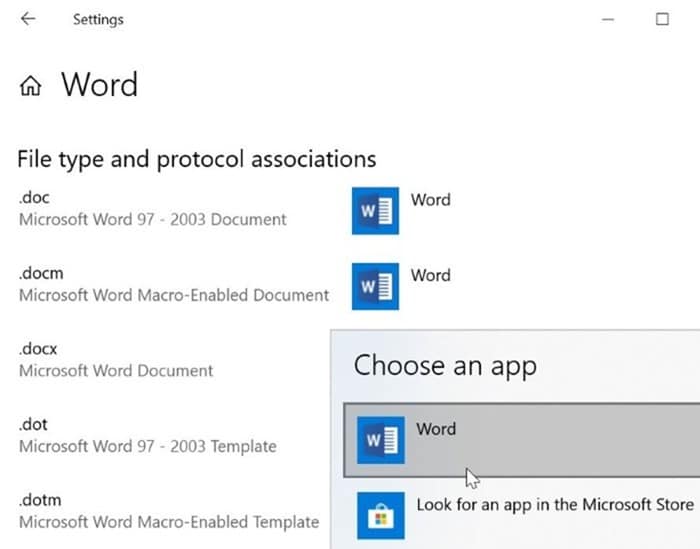 définir Microsoft Office Word par défaut dans Windows 10 pic3