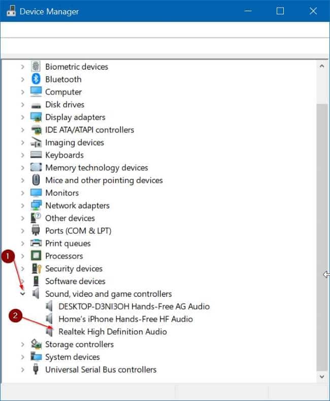 réinstaller le pilote audio Windows 10 pic1