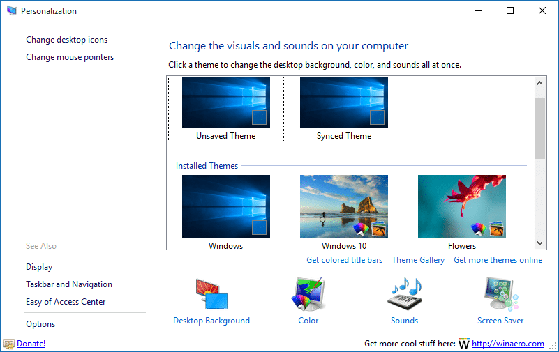 Obtenez la fenêtre de personnalisation dans Windows 10 étape 2