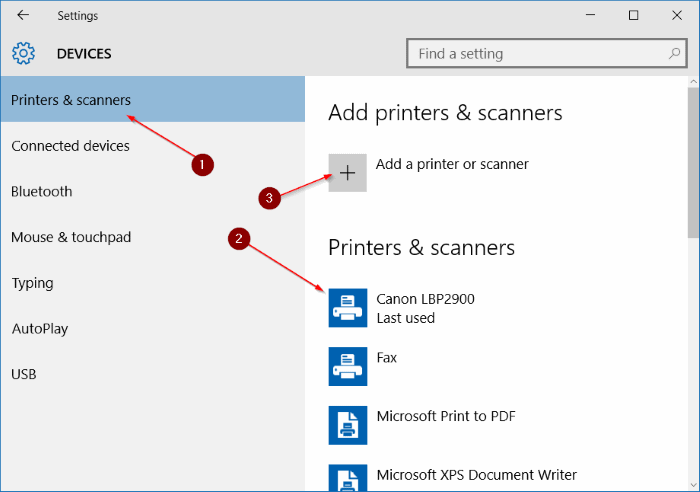 Ajouter une imprimante à Windows 10 étape 3