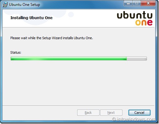 Installation d'Ubuntu One sur Windows 7 Étape 2