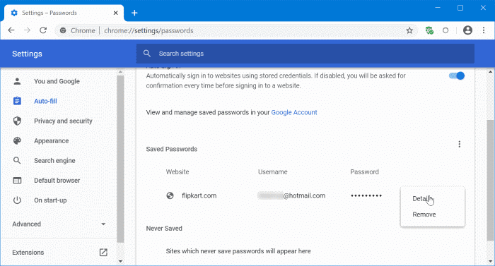 mettre à jour les mots de passe enregistrés dans Google Chrome pic2