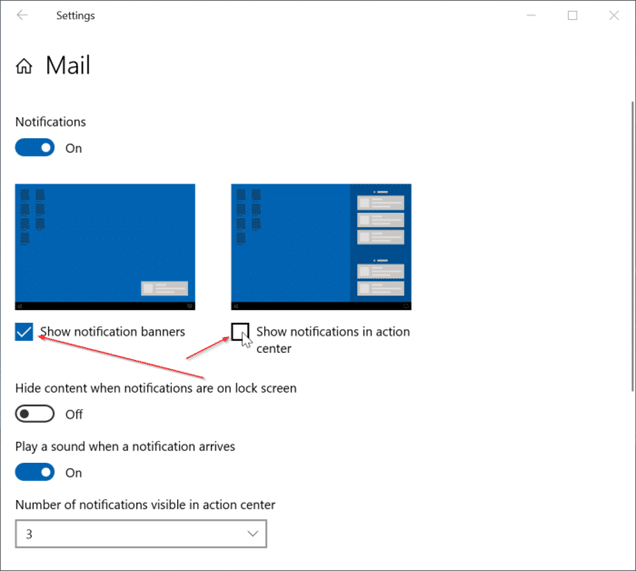 Désactiver les notifications du bureau et du centre de notification pour des applications spécifiques dans Windows 10 pic3
