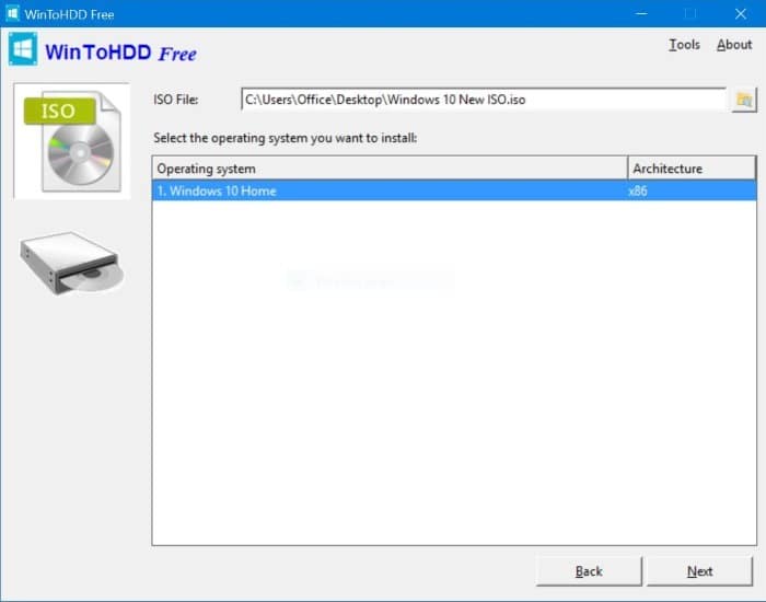 Téléchargement gratuit de WinToHDD pour Windows 10