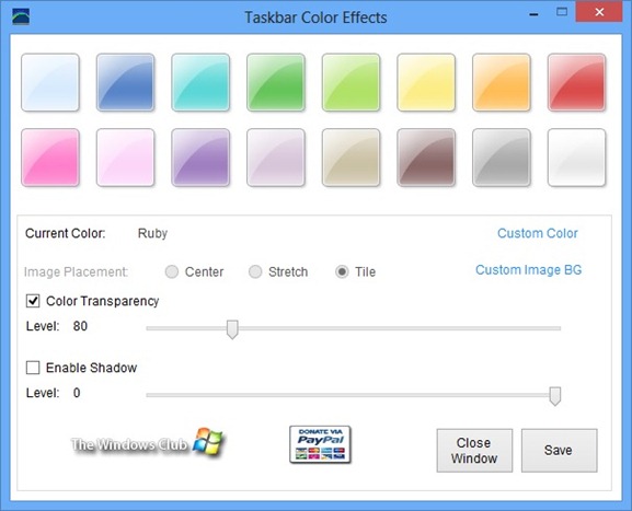 Définir différentes couleurs pour la barre des tâches et les bordures de fenêtre