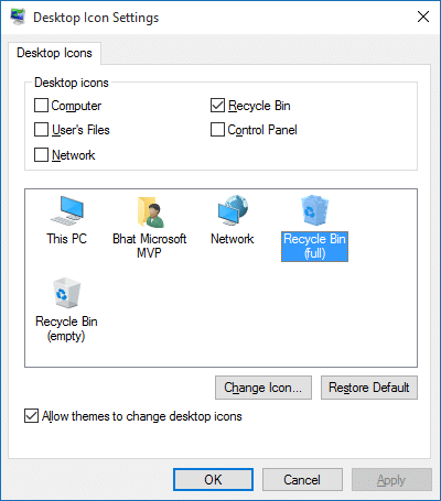 Changer l'icône de la corbeille dans Windows 10 step2