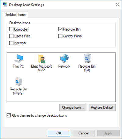 Changer l'icône de la corbeille dans Windows 10 step3