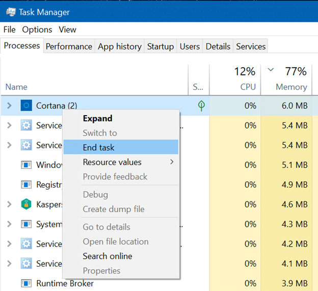Impossible de fermer la fenêtre de connexion Cortana 4