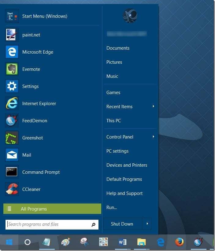 Ajouter une zone de recherche au menu Démarrer dans Windows 10 pic1