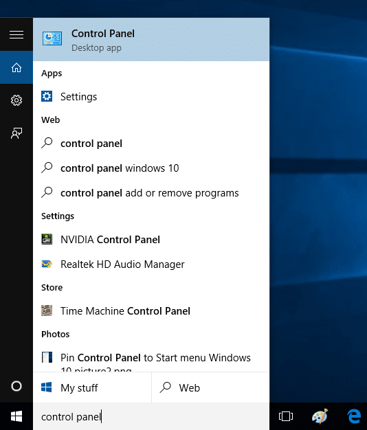 Ajouter le panneau de configuration au menu Démarrer de Windows 10 Picture
