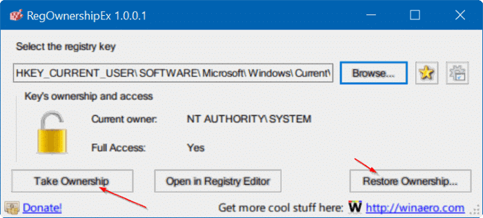 s'approprier le registre dans Windows 10 pic9