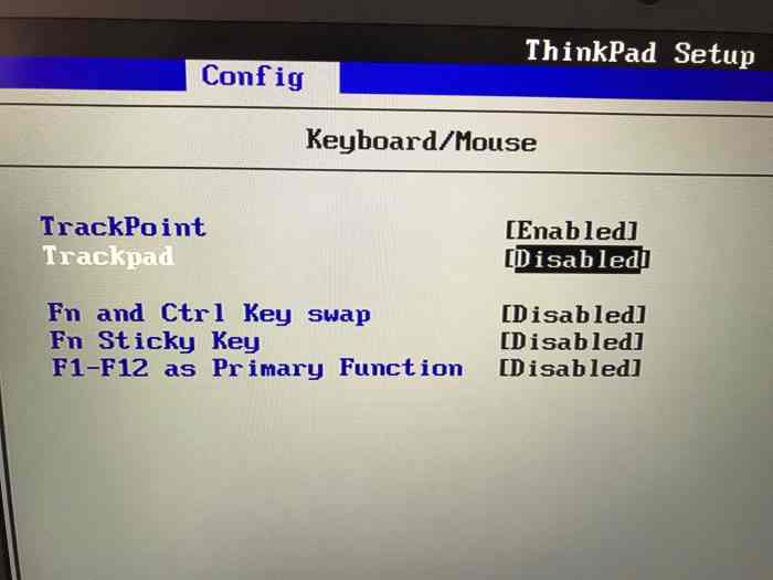 activer ou désactiver le trackpad dans le BIOS sous Windows 10