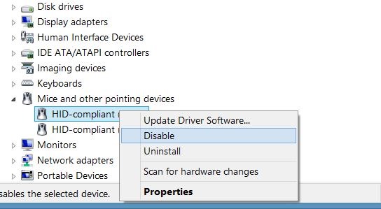 Désactiver le pavé tactile dans Windows step4