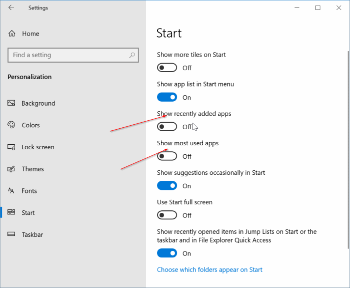 afficher tous les programmes par défaut dans le menu Démarrer de Windows 10 pic2