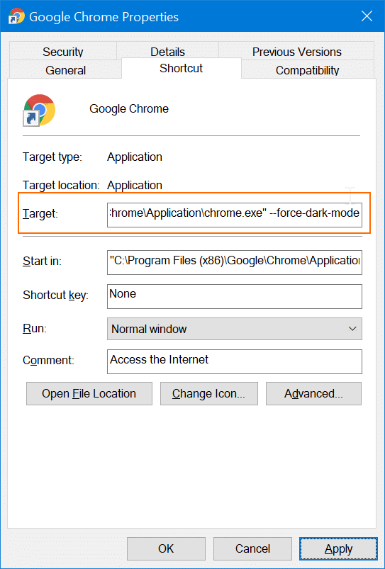 activer ou désactiver le mode sombre dans google chrome dans windows 10 pic4