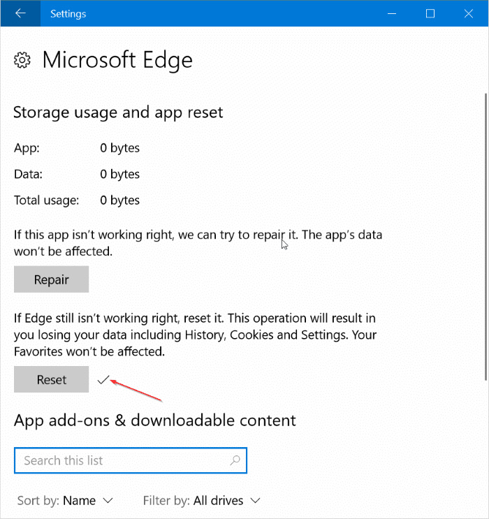 réinitialiser Microsoft Edge dans Windows 10 en toute simplicité pic5