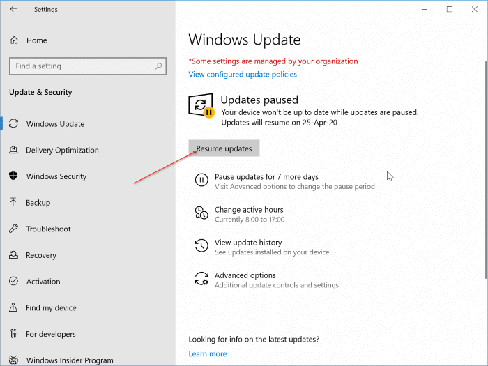 modifier les paramètres de mise à jour de Windows 10 pic2