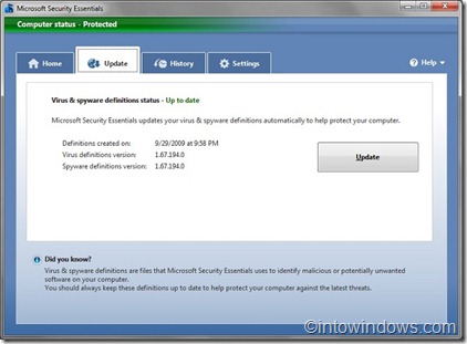 Microsoft Security Essentials après la mise à niveau hors ligne