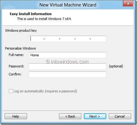 Installez Windows 8 sur VMware Player 4 Étape 6