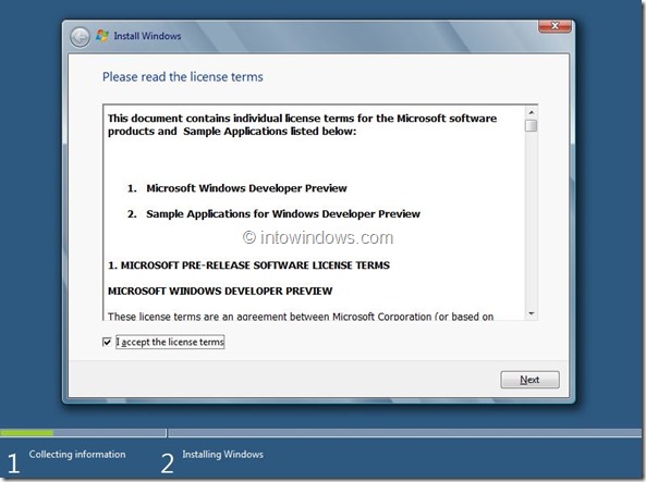 Procédure d'installation de Windows 8 Étape 5