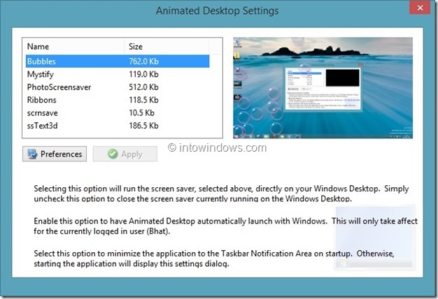Définissez l'économiseur d'écran comme arrière-plan de votre bureau dans Windows Picture1