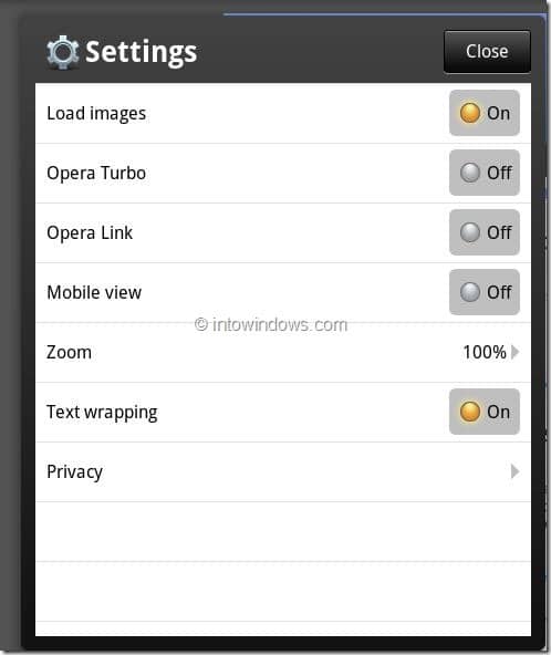 Opera Moibile pour Windows Tablet Picture3