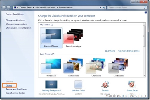 Affichage de Windows 7