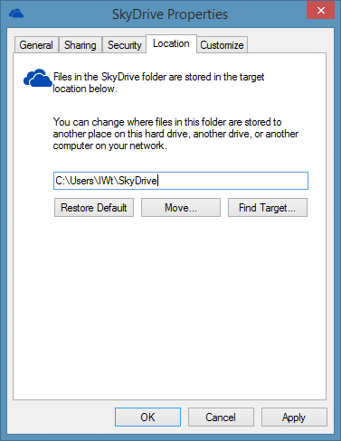 Changer l'emplacement SkyDrive dans Windows 8.1 Step4