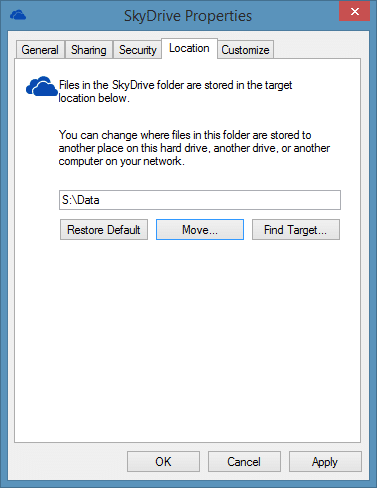 Changer l'emplacement SkyDrive dans Windows 8.1 Step6