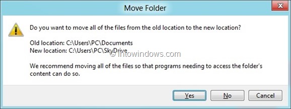 Sauvegarder automatiquement mon dossier de documents à l'étape SkyDrive
