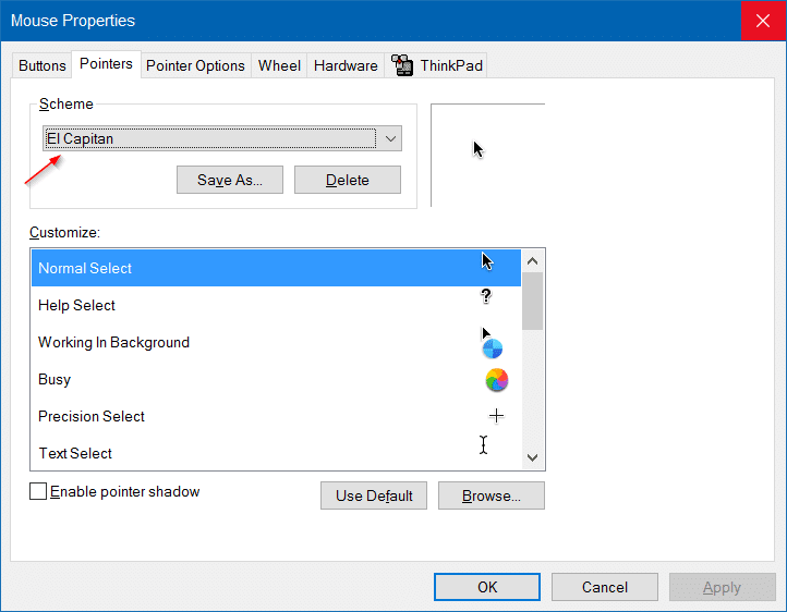 Curseur Mac pour Windows 10 étape 5