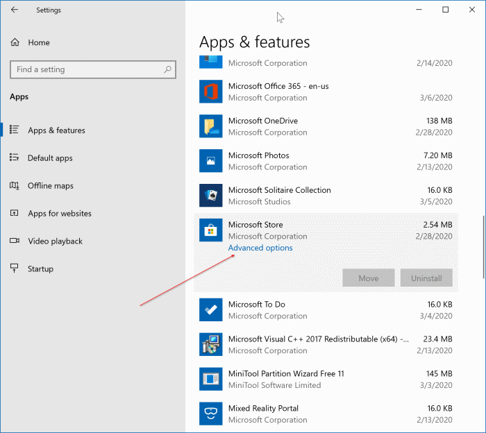 restaurer des applications dans Windows 10 pic01