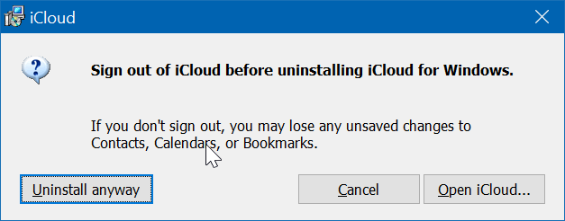 Désinstaller les photos icloud et icloud de Windows 10 pic4