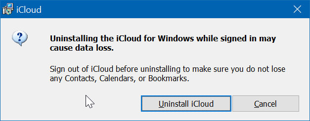 Désinstaller les photos icloud et icloud de Windows 10 pic5