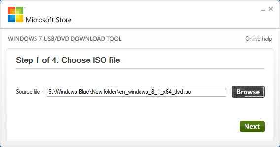 Outil de téléchargement de DVD USB Windows 7 pour Windows 8.1 Étape 2