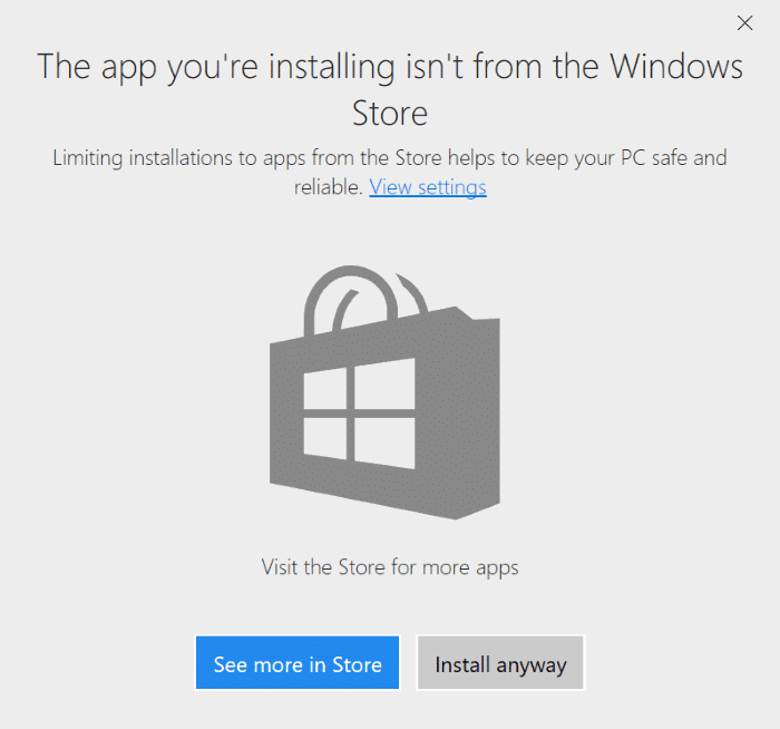 empêcher l'installation d'applications depuis l'extérieur du magasin dans Windows 10 pic3