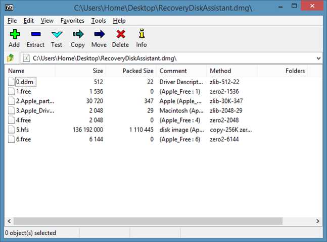 Ouvrez les fichiers DMG dans Windows à l'aide de 7zip