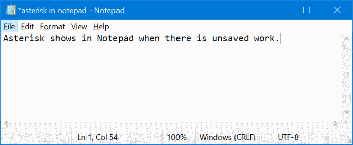 astérisque dans le bloc-notes dans Windows 10 pic2