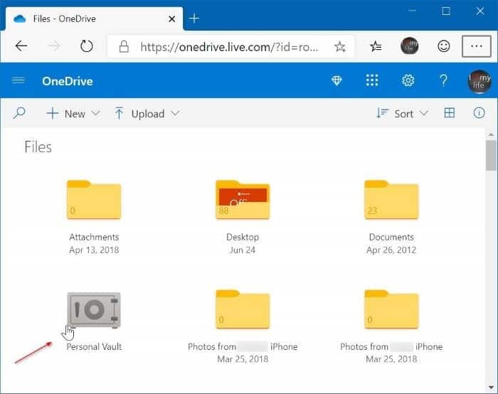 OneDrive Personal vault pic1