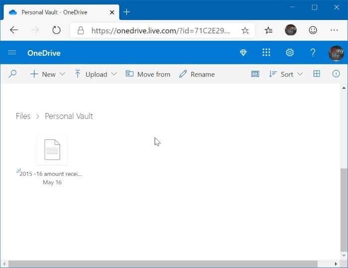 OneDrive Personal vault pic2