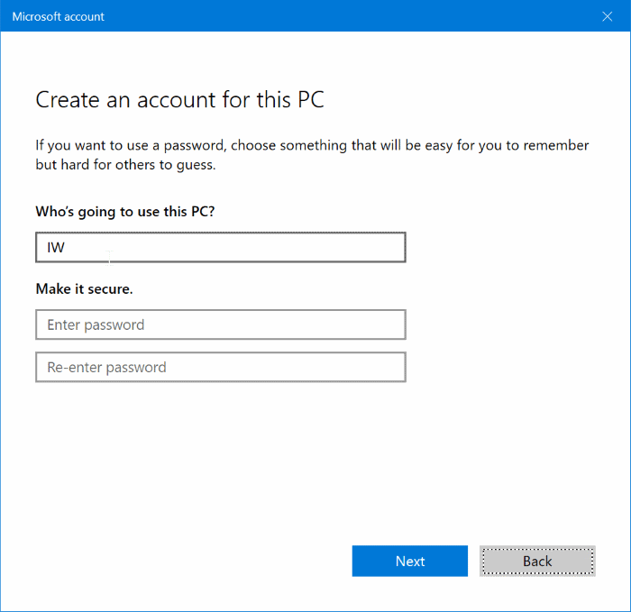 créer un compte local sans mot de passe dans Windows 10 pic4