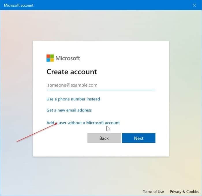 créer un compte local sans mot de passe dans Windows 10 pic3