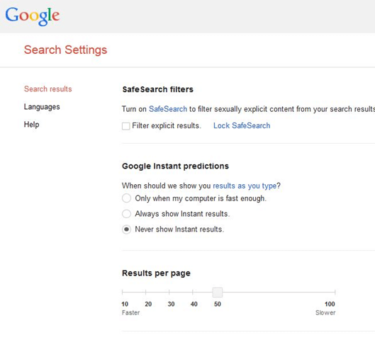 Afficher plus de résultats par page à l'étape 2 de Google