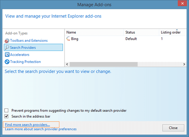 Remplacez le fournisseur de recherche Internet Explorer par Google Step3