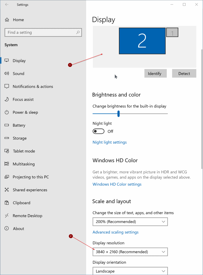 changer la résolution de l'écran dans Windows 10 pic2