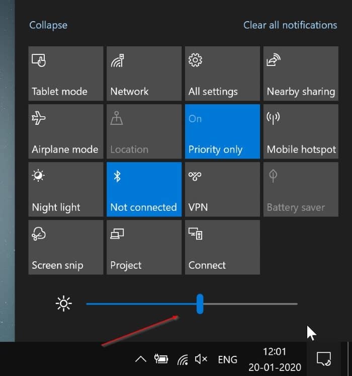 régler la luminosité de l'écran dans Windows 10 pic1