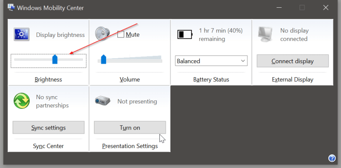 changer la luminosité de l'écran dans Windows 10 pic2